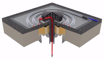 3D-модель обогрева водосточной воронке на плоской кровле с внутренними водостоками.